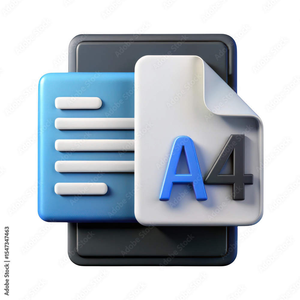 Poster 3d a4 document icon render on transparent background