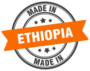 Obraz premium Made in Ethiopia round sign. Made in Ethiopia stamp.
