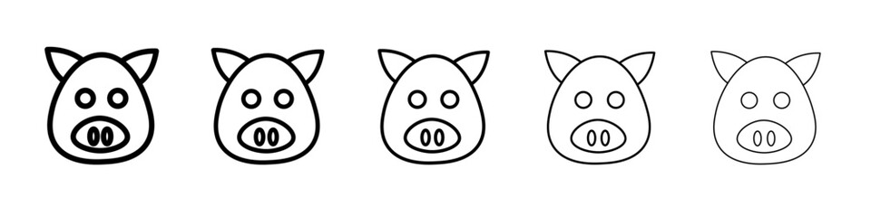 Pig face icon flat illustration set logo