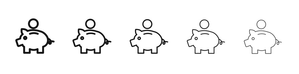 Piggy bank icon flat illustration set logo