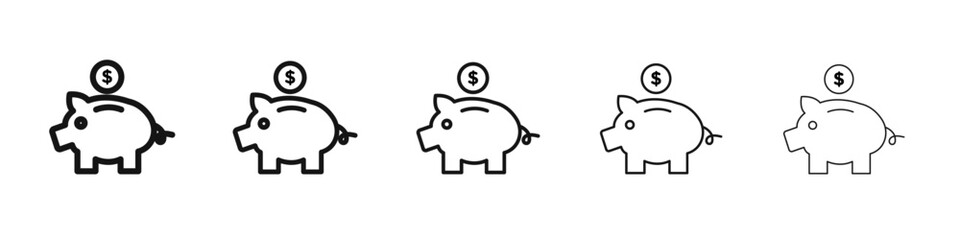Piggy bank icon flat illustration set logo