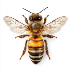 Honeybee Close-up: A Detailed View of a Pollinator , isolated on white background png