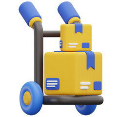 3D Package Trolley Icon