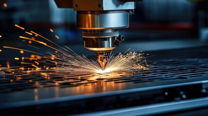 CNC Milling and Laser Cutting Machine in Industrial Setting with Motion Blur machine. Processing