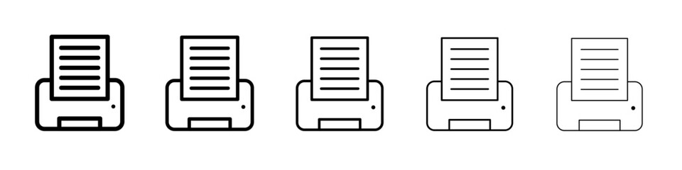 Print button icon flat illustration set logo