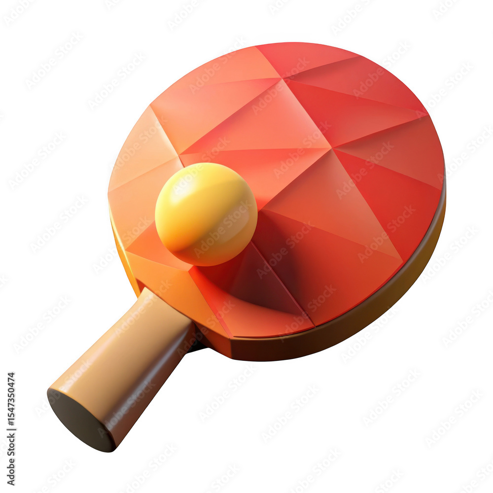 Poster 3d ping pong paddle and ball render on transparent background