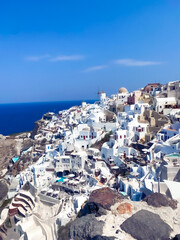 Scenic View of Iconic Whitewashed Buildings in Oia, Santorini, Greece