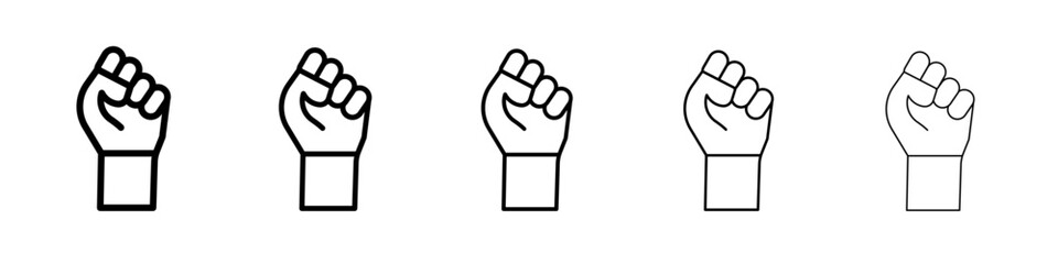 raised fists icon flat illustration set logo