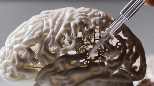 Exploring the intricacies of brain anatomy through detailed model dissection with precise tools in a laboratory setting