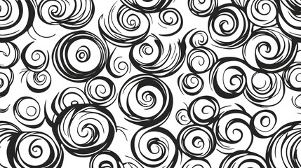 Fototapeta premium Photograph of black and white spiral pattern, abstract design featuring concentric circles and flowing lines.