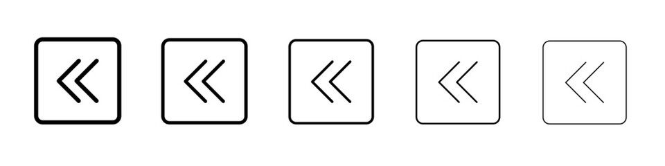 Obraz premium Rewind Previous Back arrow icon flat illustration set logo