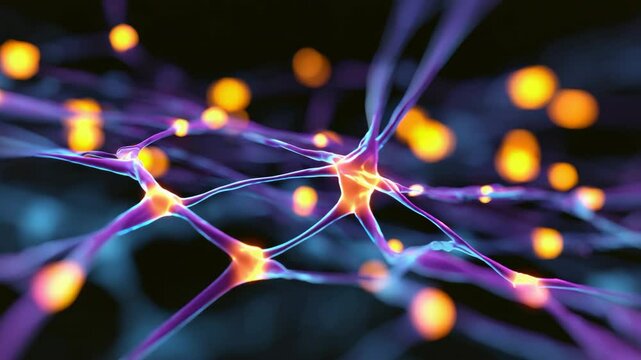 Neural network neuron synapse brain science glowing abstract connection biology technology and innovation are depicted this vibrant digital illustration of interconnected neurons with glowing
