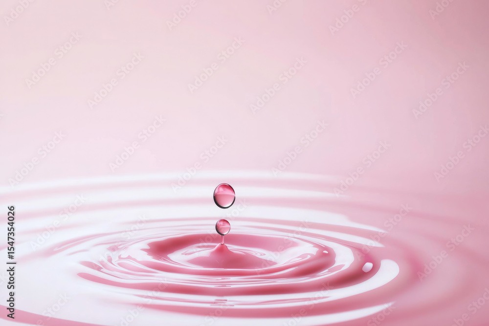 Poster pink water drop ripple reflection liquid splash soft minimal clean calm serene abstract background