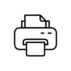 Minimal Line Art Printer Icon with Paper Document