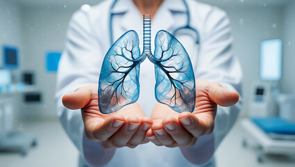 doctor holding x ray of the lung