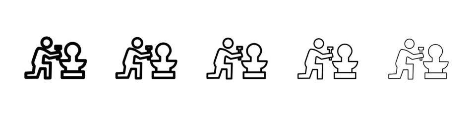 Sculptor icon flat illustration set logo