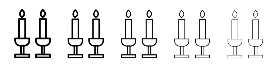 Shabbat candles icon flat illustration set logo