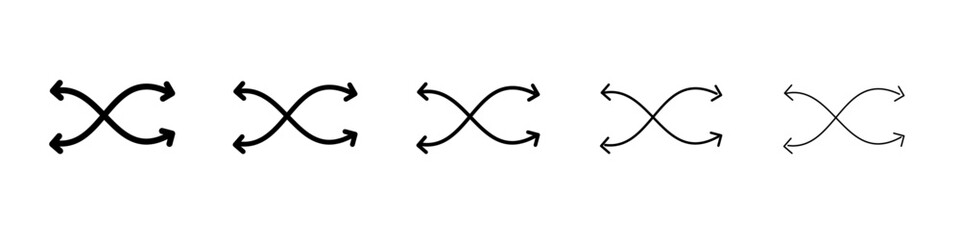 Shuffle arrow icon flat illustration set logo