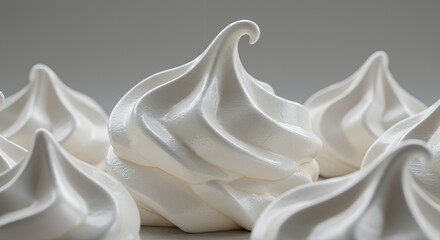 Delicate swirls of creamy white meringue kisses, a confectionery masterpiece.