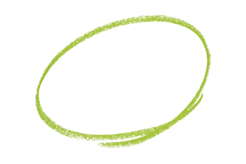 Green pencil highlight circle mark isolated on transparent background