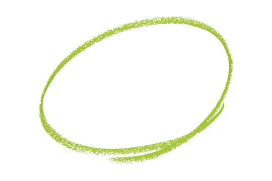 Green pencil highlight circle mark isolated on transparent background