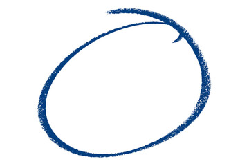 Blue pencil highlight circle mark isolated on transparent background