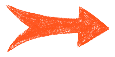 Red arrow symbol colored pencil isolated on transparent background