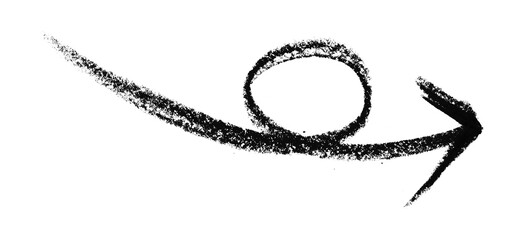 Black arrow symbol colored pencil isolated on transparent background