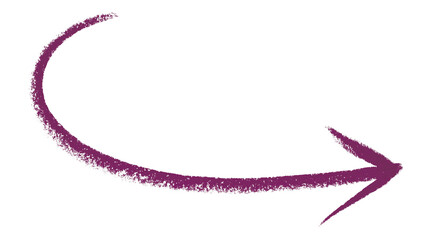 Purple arrow symbol colored pencil isolated on transparent background