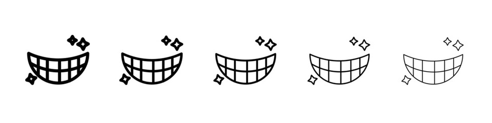 smile with teeth icon flat illustration set logo
