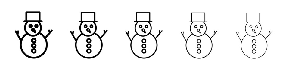 snow man icon flat illustration set logo