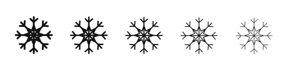 Snowflake icon flat illustration set logo