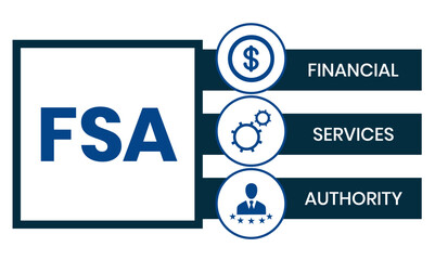 FSA - Financial Services Authority acronym, business concept. Vector infographic illustration for presentations, sites, reports, banners
