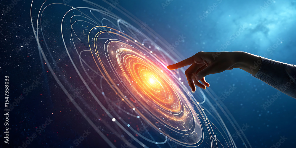 Poster big data concept. digital neural network.business woman hand touching introduction of artificial int