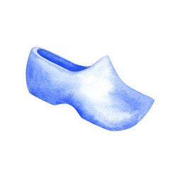 Sabots in blue-and-white Delftware style, classic ceramic art. Perfect for souvenirs, postcards, kitchen decor, or branding with a nostalgic, romantic