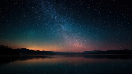 A Mystical Starry Lake With Cosmic Reflections
