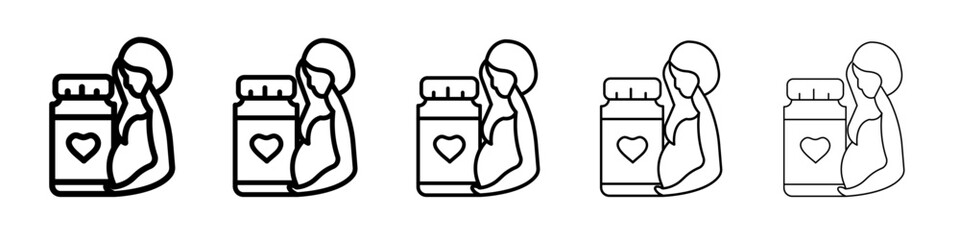 Supplements for pregnant women icon flat illustration set logo