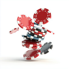 Casino Chips Falling - A Lively Game of Chance , isolated on white background png