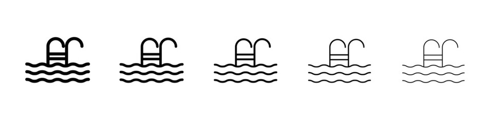Swimming Pool icon flat illustration set logo