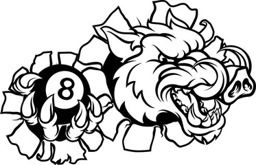 Boar Wild Hog Razorback Warthog Pig Pool Mascot