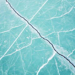 Naklejka premium White Ice Texture with Diagonal Crack Line on Teal Background