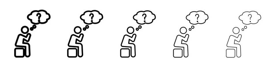 Thinking icon flat illustration set logo