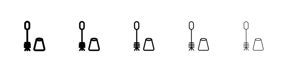 Toilet brush icon flat illustration set logo