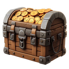 wooden box with gold coins brown box with gold keys