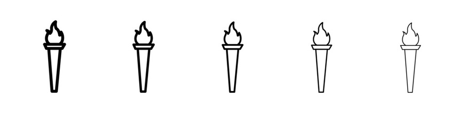 Torch flame icon flat illustration set logo