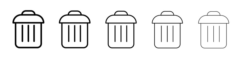 Trash icon flat illustration set logo