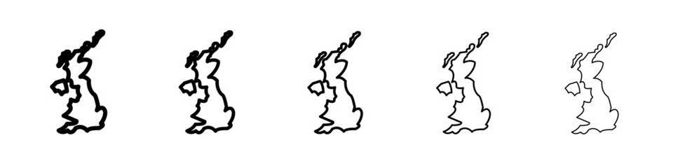 United Kingdom map icon flat illustration set logo