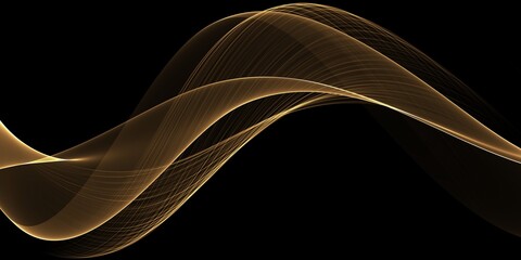 Glowing golden magic light effect. Graphics of neon lines motion. Abstract light lines of movement and speed.