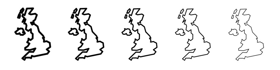 United Kingdom map icon flat illustration set logo