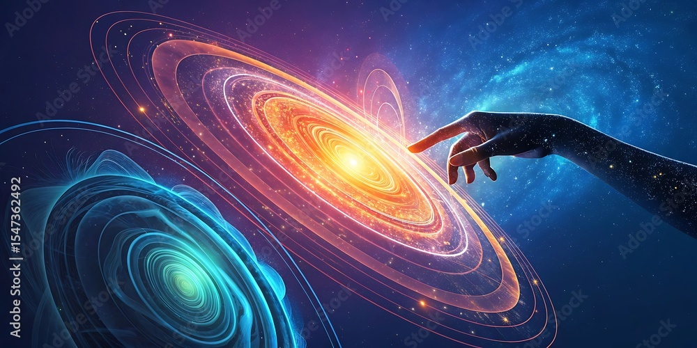Poster big data concept. digital neural network.business woman hand touching introduction of artificial int